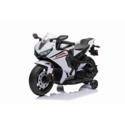 Otroški motor na akumulator HONDA CBR 1000RR, bel - originalna licenca, 12V akumulator, udoben sedež, plastična kolesa, 30W motor, LED luči, robustno ogrodje, pomožna kolesa